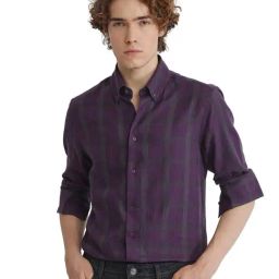 Rare Rabbit Purple Regular Fit Checks Shirt-image-59