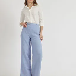 FableStreet Women Custom Loose Fit Mid Rise Linen Wide Leg Formal Trouser-image-86