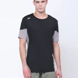 Dida Black Polyster Regular Fit Colorblock T-Shirt-image-33