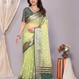 yourwish Ethnic Motifs Zari Organza Khadi Saree-picture-12