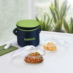 Borosil Alfa Glass Lunch Box Set of 2 (Green, 400 ml)-92