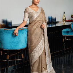 SANGAM PRINTS Zari Tussar Saree-image-8