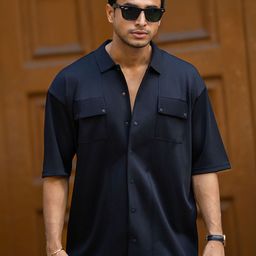 Maniac Men Comfort Oversized Fit Solid Spread Collar Cotton Casual Shirt-image-10
