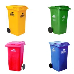 Nilkamal 240 L Yellow, Red and Blue Plastic Dustbin (4 pcs) With Wheel-image-25