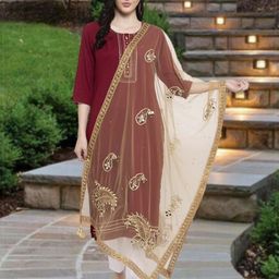 Moda Rapido Paisley Embroidered Dupatta with Mirror Work-picture-46