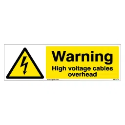 SUNSIGNS  Warning High Voltage Cables Overhead Signages Size 600x200 mm HP Print + Vinyl, SN0174-image-99