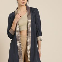 Qurvii Desi Brocade Ethnic Longline Shrug-15