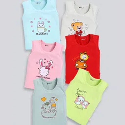 MoonKids Infants Pack Of 6 Printed Cotton Basic Vests-16