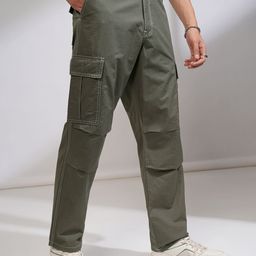 HIGHLANDER Men Straight Fit Cargos Trousers-image-24