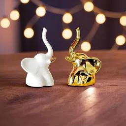 Ekhasa White & Gold Toned 2 Pieces Figurine Showpieces-17