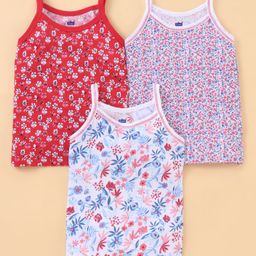 Simply Sinker Sleeveless Slips Floral Print Pack of 3 - Red & White-image-55