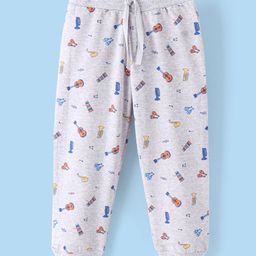 Babyhug Cotton Knit Full Length Lounge Pants Guitar Print - Grey-image-78