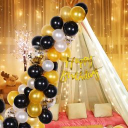 Zyozi Cabana Tent Birthday Decorations Tent Birthday Decorations Set Black And Gold - Pack Of 37-image-90