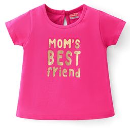 Babyhug Cotton Half Sleeves Top With Text Graphics - Pink-picture-20