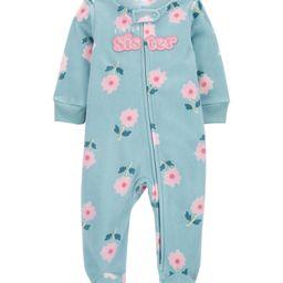 Carter's Little Sister Zip-Up Fleece Footie Sleep & Play Pajamas - Light Blue-image-14