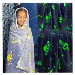 Famyo Kids Glow Blanket for Boys & Girls, 3-15 years Queen Size Blanket - Blue Astronaut-image-44