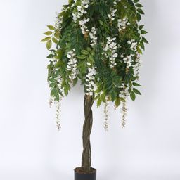 ARICK DECOR 6 Feet Artificial Real Touch Wisteria Flowers Plants With Black Pot | Home Decor, Office Decor Perfect Housewarming Gift, Set of 1-picture-0