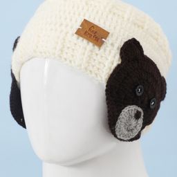 Funkrafts Wollen Bear Designed Handmade Ear Muffs - Off White & Brown-picture-18