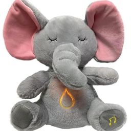 Ji and Ja Relief Teddy Breathing Stuffed Animal Baby Sound Machine Soother Bunny Anxiety Relief Baby Breathing with Sensory Music Lights Rhythmic Breathing Motion (Elephant) Height 30 cm-19