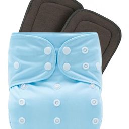 AEREX Reusable Baby Cloth Diapers For 6 Months to 3 Years With 2 Black Insert Pads Leak Proof Washable Diapers For New Born Babies Adjustable Pocket Cloth Diaper Nappies (Light Blue)-11
