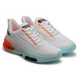 asian Textured Colour Blocked & Ombre Lace Up Running Shoes - White & Mint-image-89