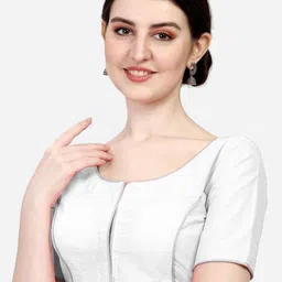 HERE&NOW Soft Silk Round Neck Readymade Saree Blouse-image-97