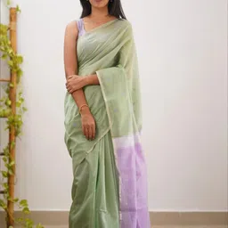 SHOPONBIT Designer Lightgreen Poly Silk Saree-image-22
