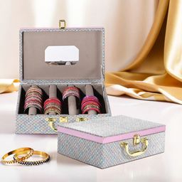 Kuber Industries Green 2 Pieces Printed Wooden Jewellery Organiser-26