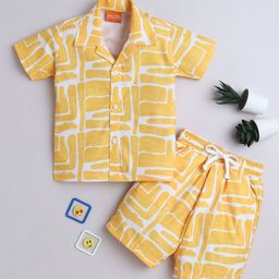 Ministitch Printed Shirt With Shorts Clothing Set-image-53