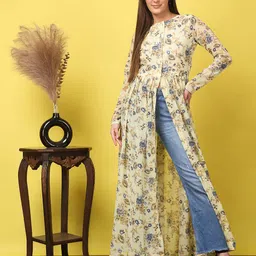 SCORPIUS Women Floral Printed Gathered or Pleated Longline Maxi Top-image-92