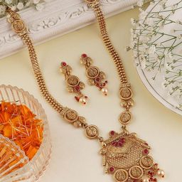 Anouk Gold-Plated Stone Studded & Beaded Antique Jewellery Set-image-93