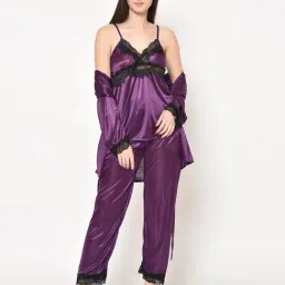 Da Intimo Purple Lace Nightly With Robe-41