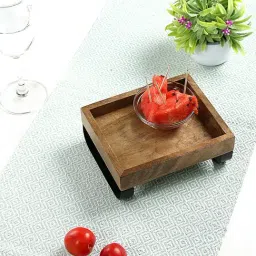 Crayton Mango Wood Serving Tray with Bottom Metal Handle - Set of 1-61