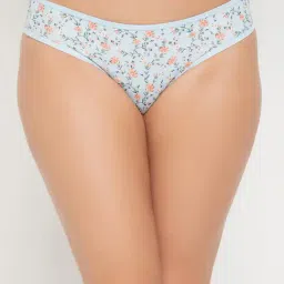 Clovia Blue Polyamide Regular Fit Floral Panties-picture-40