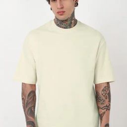 Bewakoof White Terry Oversized Fit Solid T-Shirt-image-44