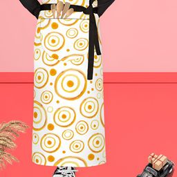 ArtzFolio Black & White Printed Cotton Waist Apron-image-123