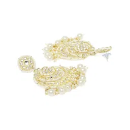 Zaveri Pearls Gold Tone Kundan & Pearls Wedding Collection Chand Bali Earrings-ZPFK10158 image 3