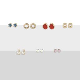 Zaveri Pearls Set of 25 Multicolor Classy Contemporary Studs Drops & Semi Hoops Earring-ZPFK16815 image 3
