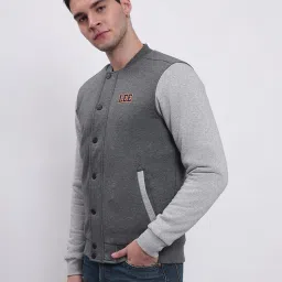 Lee Grey Melange Regular Fit Printed Bomber Jacket image 3