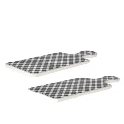 TAYHAA Black & White Ceramic Grid Pattren Platter With Handle - Set of 2 image 3