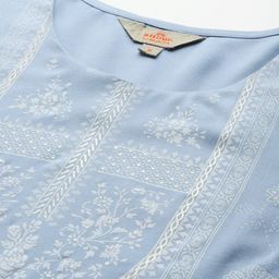 Anouk Floral Foil Printed Regular Kurta With Trousers & Dupatta image 5