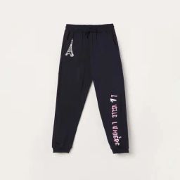 Fame Forever By Lifestyle Navy Cotton Regular Fit Printed Trackpants-image-11
