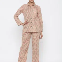 Jaipur Kurti Beige Printed Night Suit-image-6