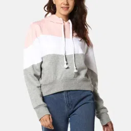 Campus Sutra Grey Full Sleeves Hooded Sweatshirt-image-45