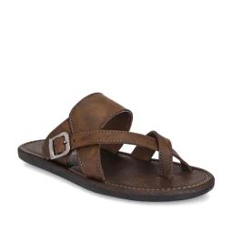 Shences Men's Brown Cross Strap Sandals-image-84