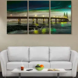 999Store Multicolor Long Bridge Art 3 Frame Canvas Paintings-14