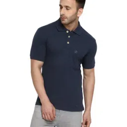 Chkokko Navy Regular Fit Polo T-Shirt-image-4