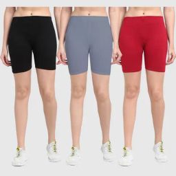 Gracit Black & Grey Cotton Sports Shorts - Pack Of 3-picture-4