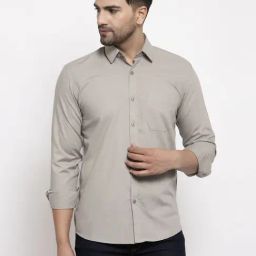 Jainish Silver Cotton Slim Fit Shirt-image-53