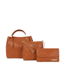 Bagsy Malone Croco Tan Animal Effect Medium Satchel Handbag - Set of 3-33